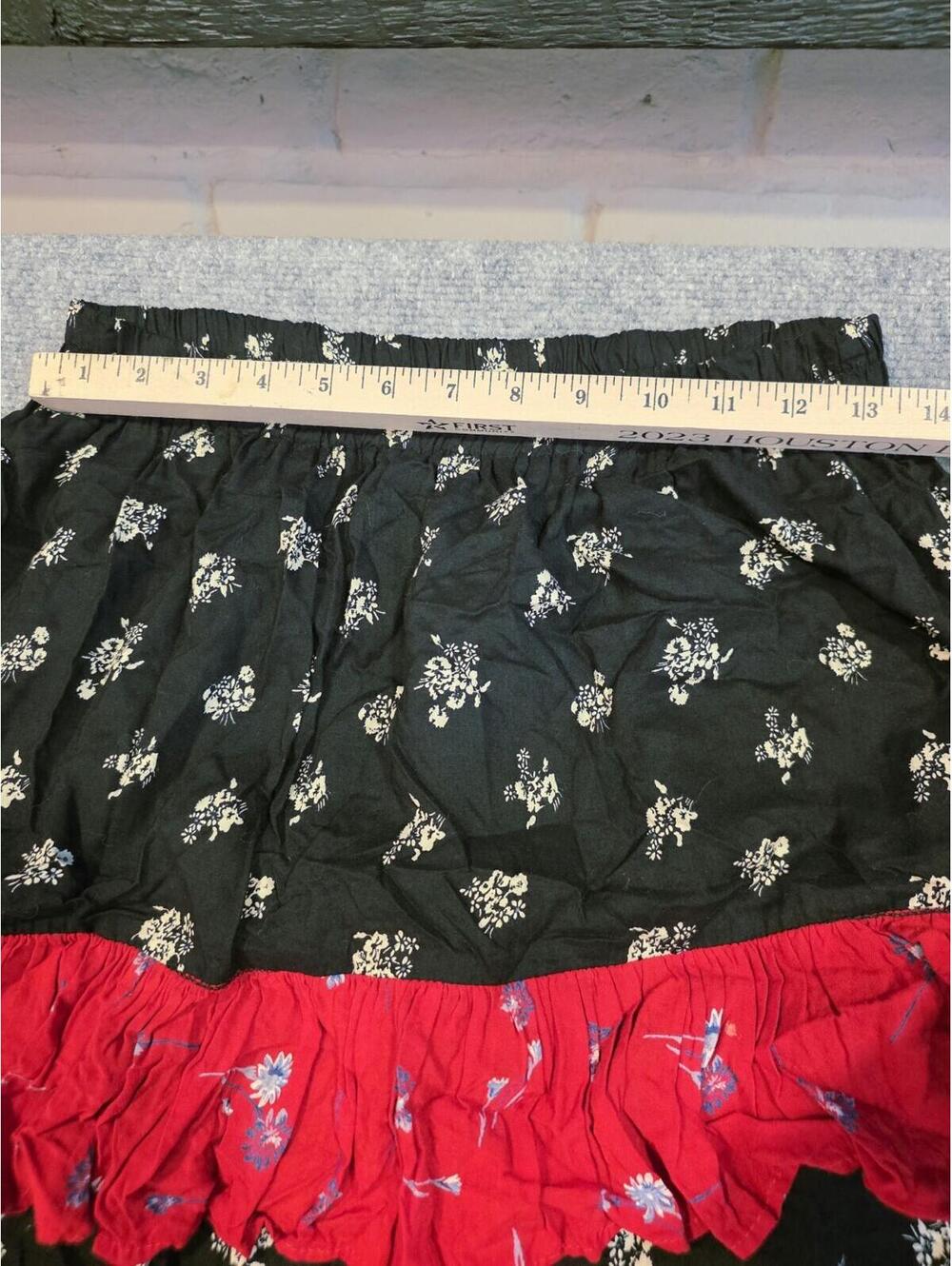 VTG Made In Texas Tiered Ruffle Maxi Skirt Boho Calico Floral Peasant Western OS - Picture 5 of 7